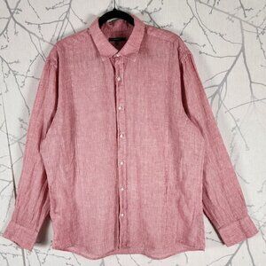Rw & Co Pink 100% Linen Button Front Shirt